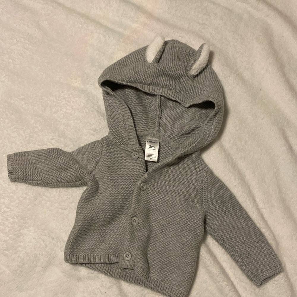 Carters bunny ear hooded cardigan